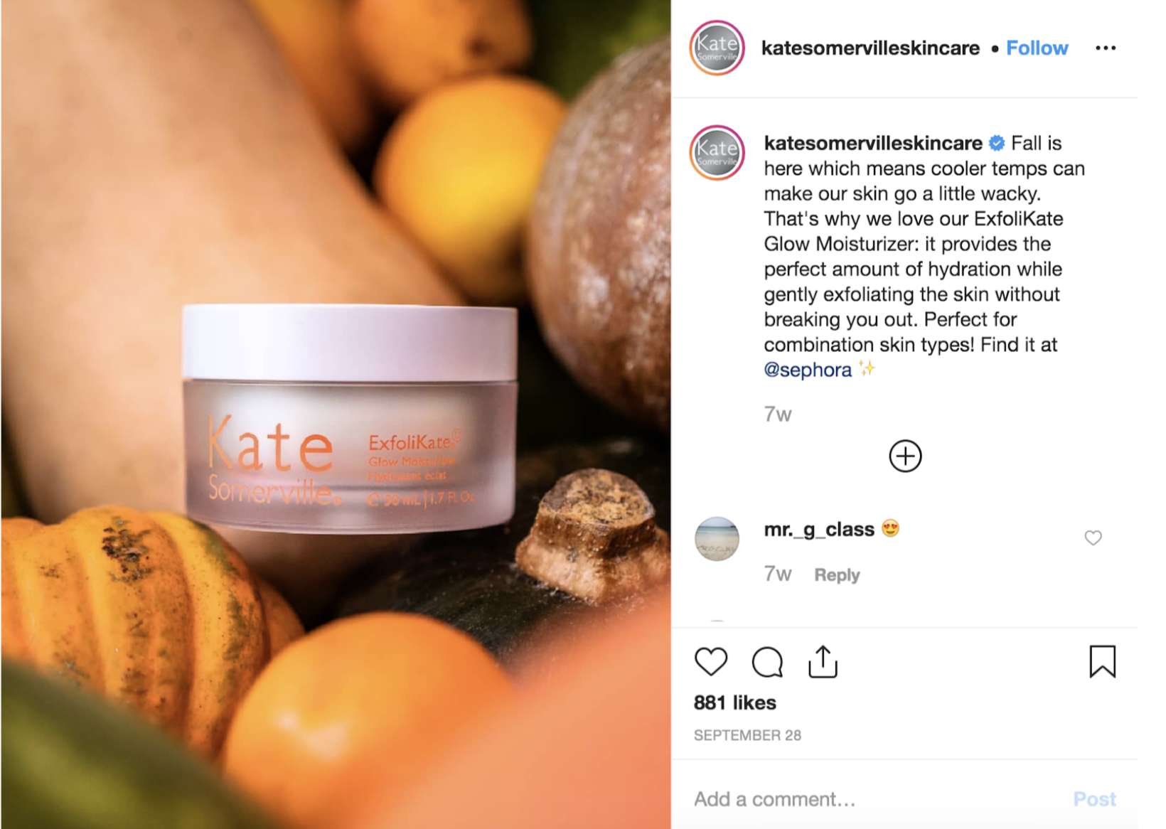 Kate Somerville Skincare Instagram post
